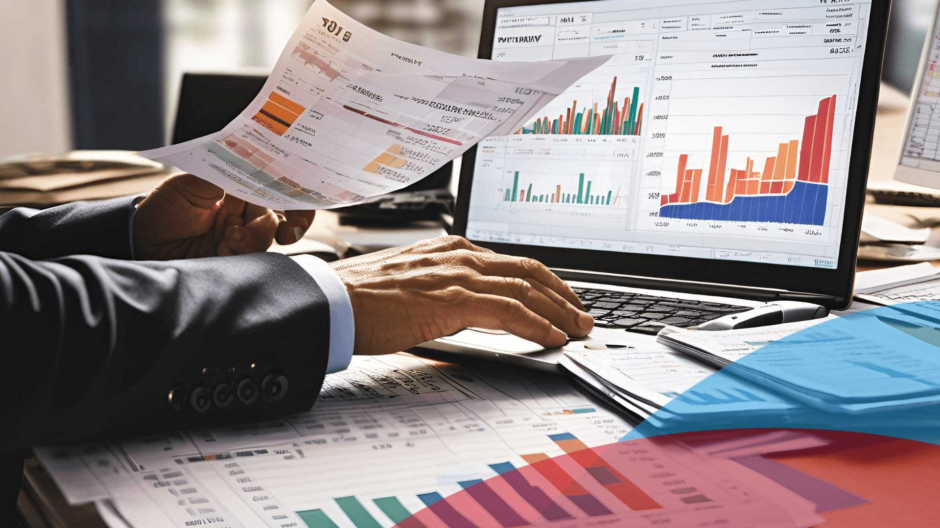 Empresario revisando CFDI para deducciones fiscales al usar intermediarios de pago.