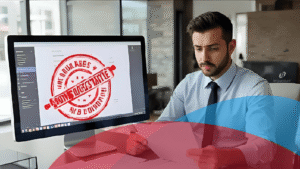 Empresario revisando documentos fiscales con advertencia de REPSE y el SAT en México