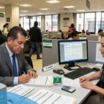 Empresario y asesora revisando documentos antes de inscribir una empresa en el RFC ante el SAT
